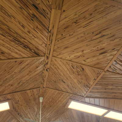 Pecky cypress ceiling detail